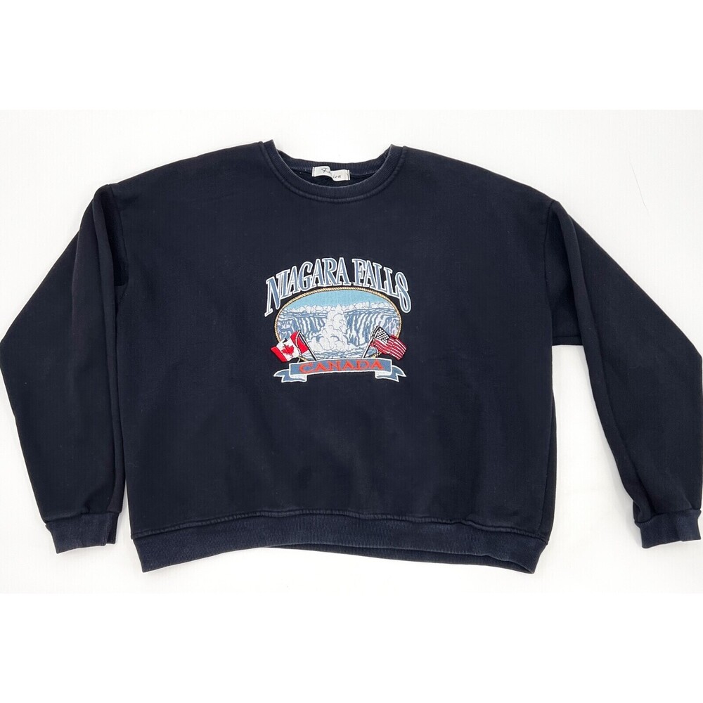 Fashion Niagara Falls Canada Sweater Womens Blue Pullover Knit Graphic